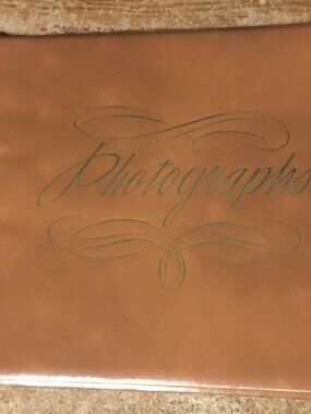 VINTAGE PHOTO ALBUM 14" X 11" TAN STRING CLOSING